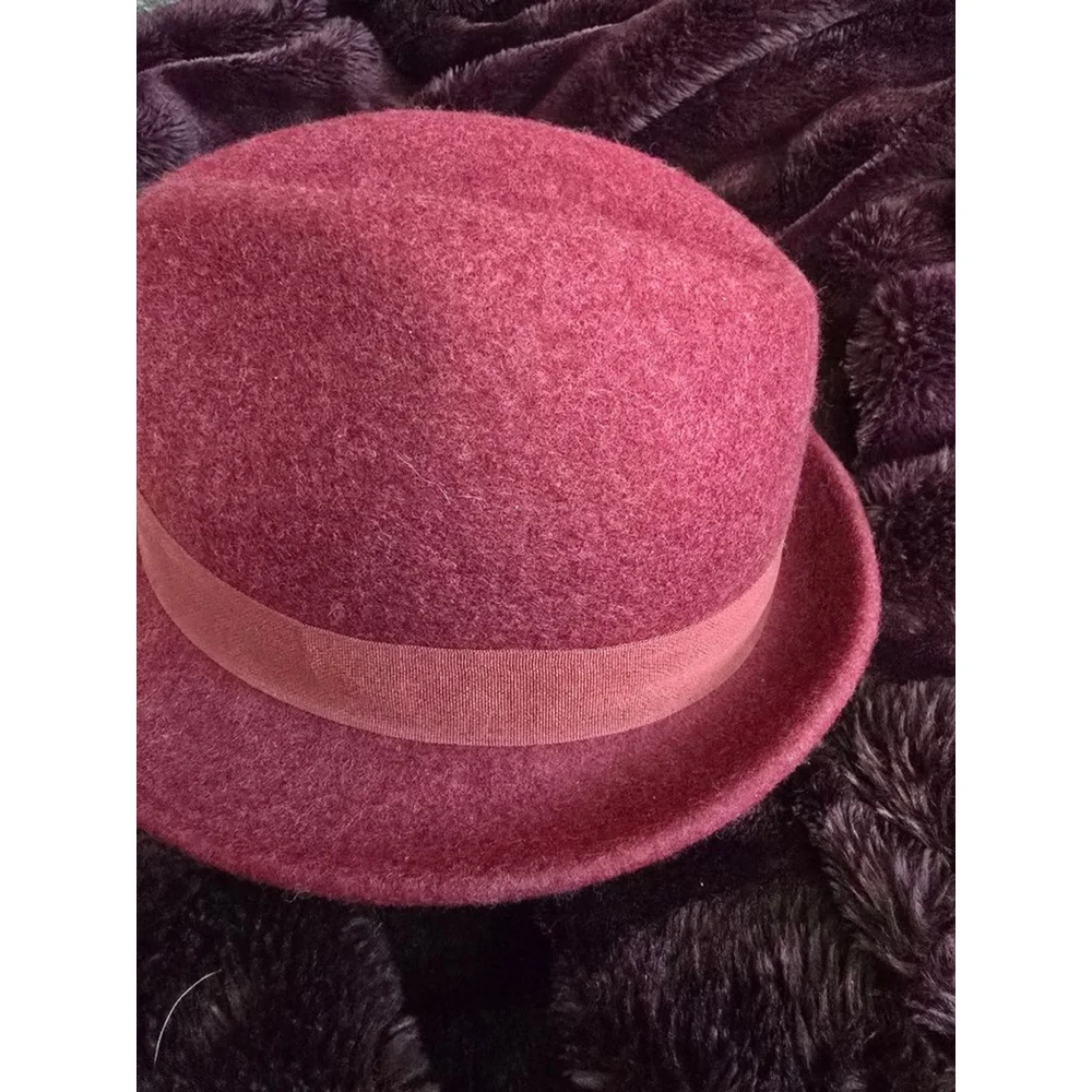Burgundy Boho Halogen Nordstrom Wool Fedora Hat OS